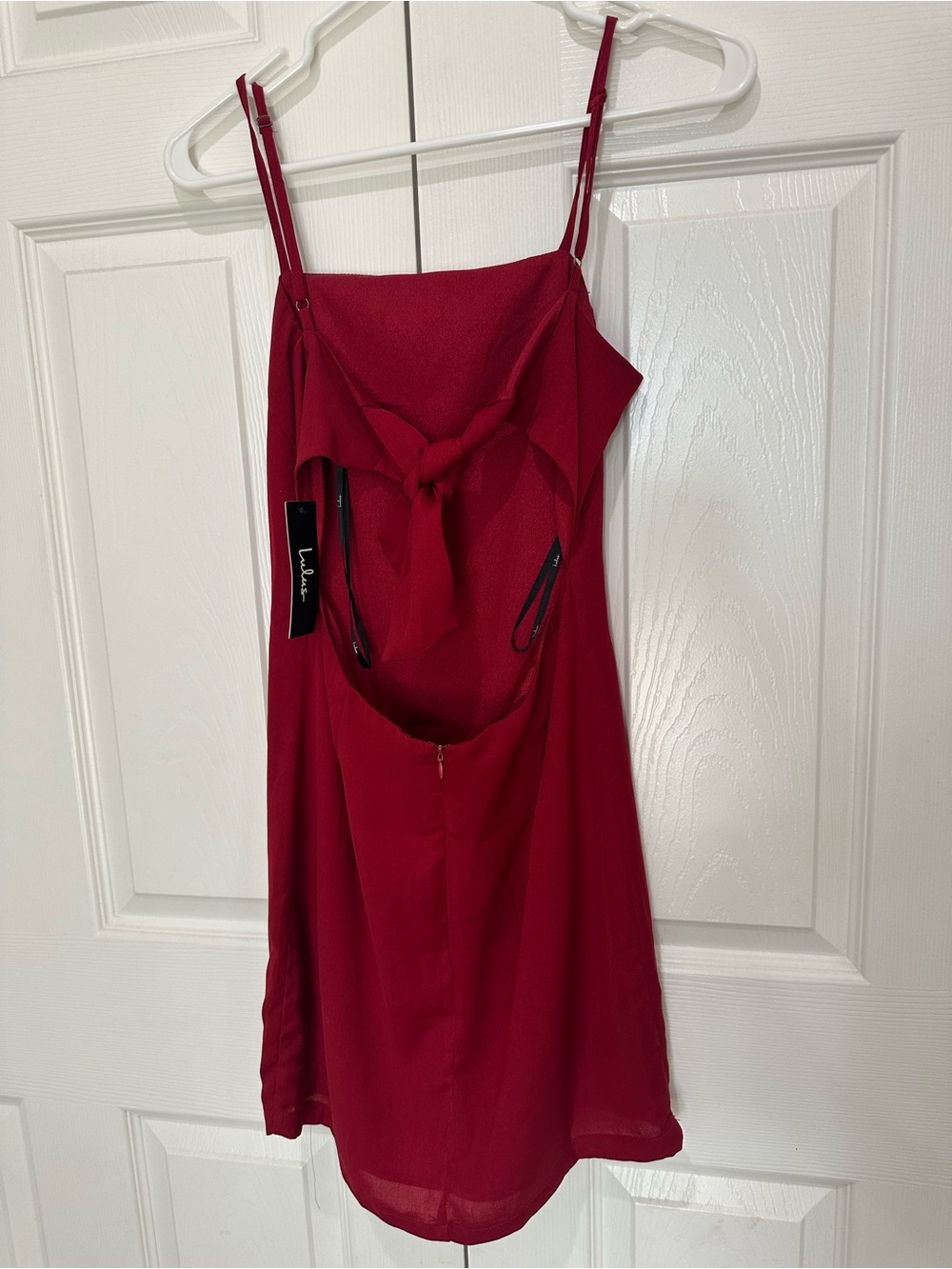 Lulu's Red Tie-Front Spaghetti Strap Mini Dress